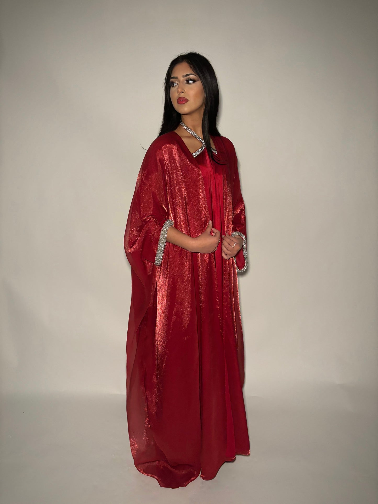 Ruby Embellished 3-piece abaya set