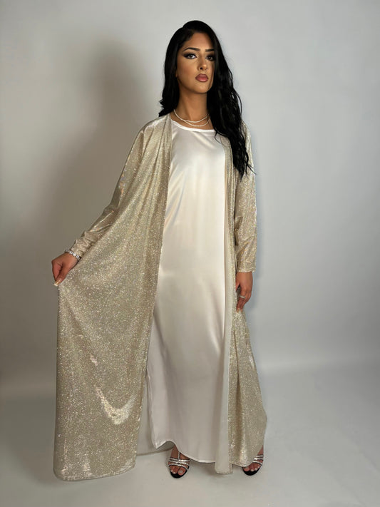 Champagne gold Glitter 3-piece abaya set