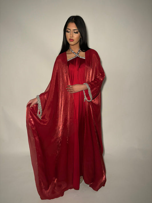 Ruby Embellished 3-piece abaya set