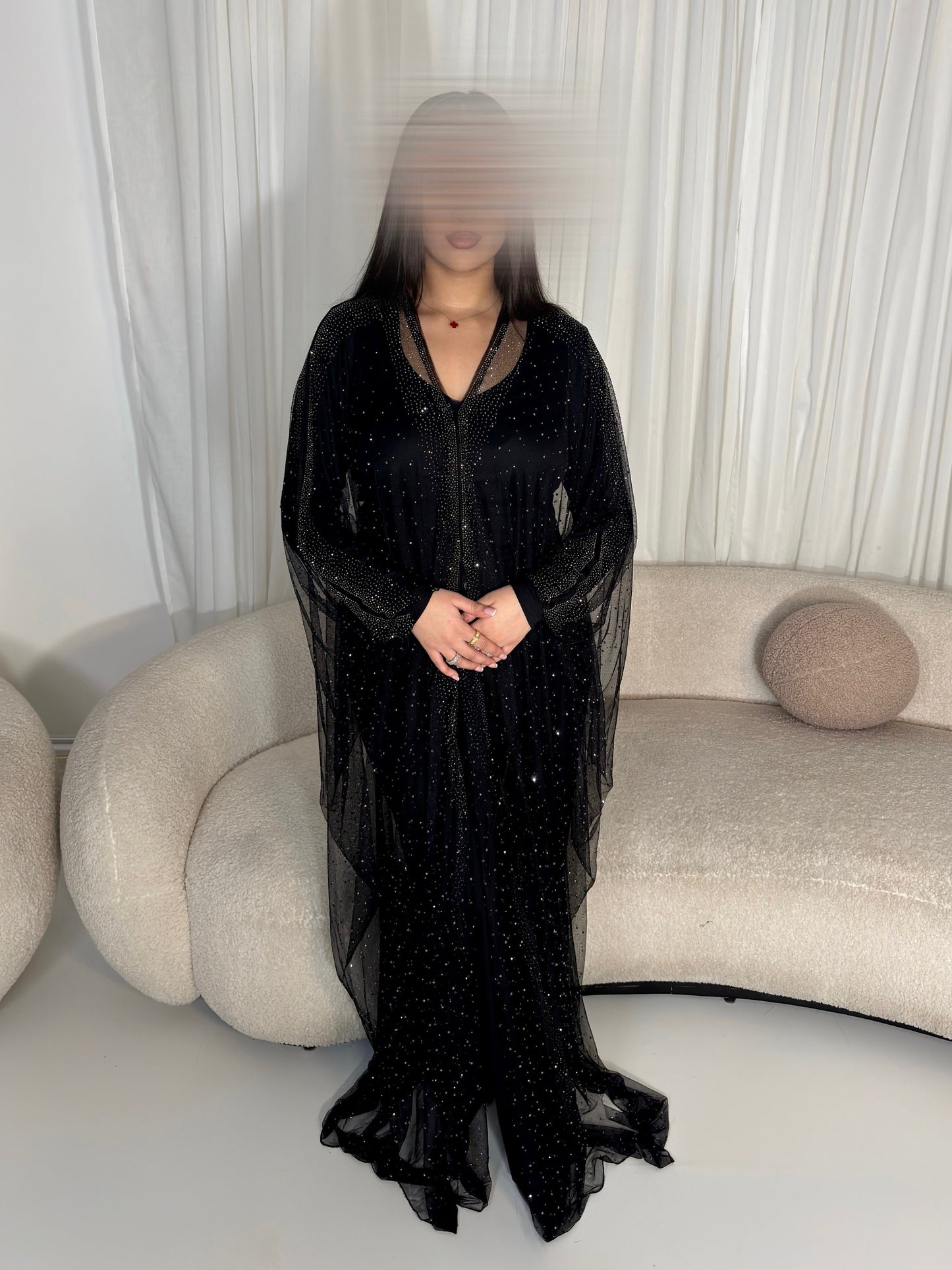 Black Sheer Embellished Overlay & Scarf